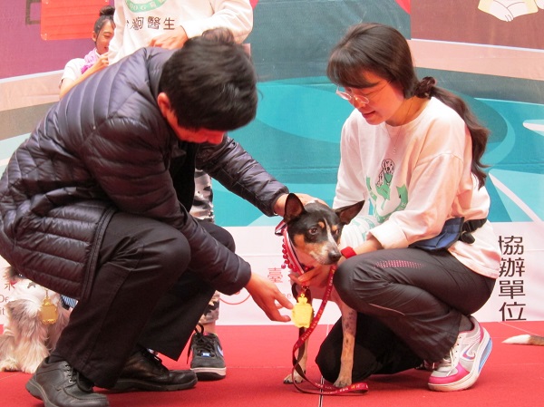 產業局長林崇傑(左)為狗醫生Dr.三丸頒發英雄動物勳章.JPG